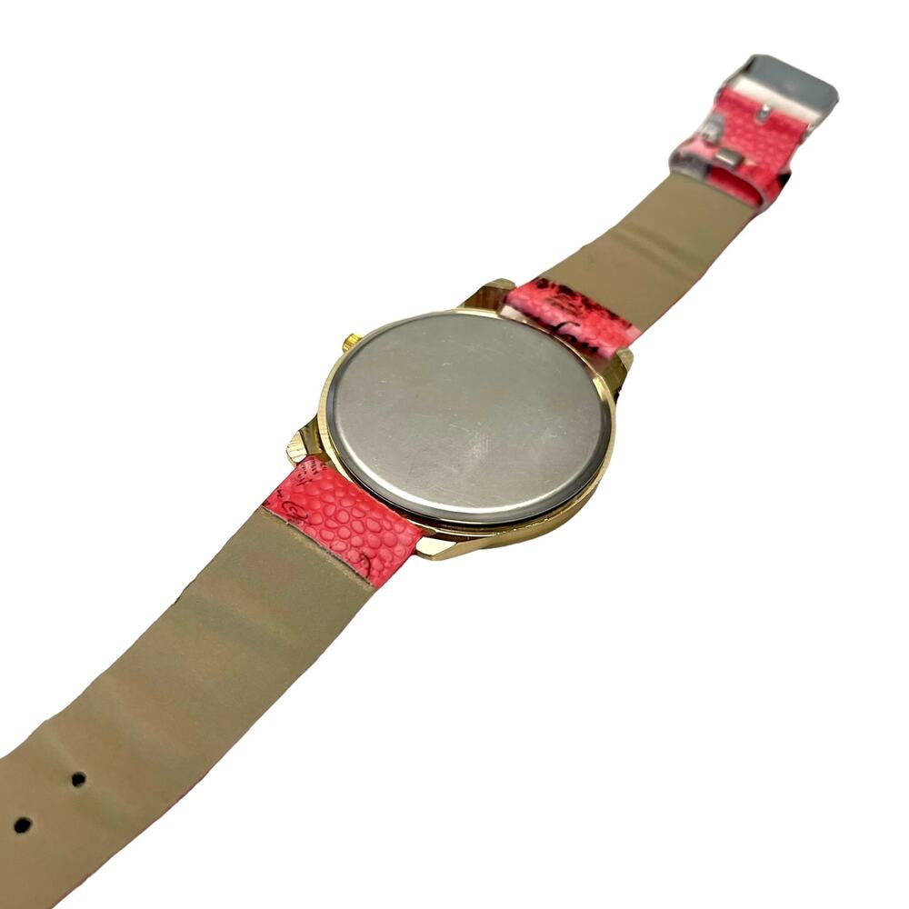 Women's PARIS EIFFEL TOWER BEJEWELED WATCH Red Pink Strap - NEW BATTERY - Picture 5 of 5